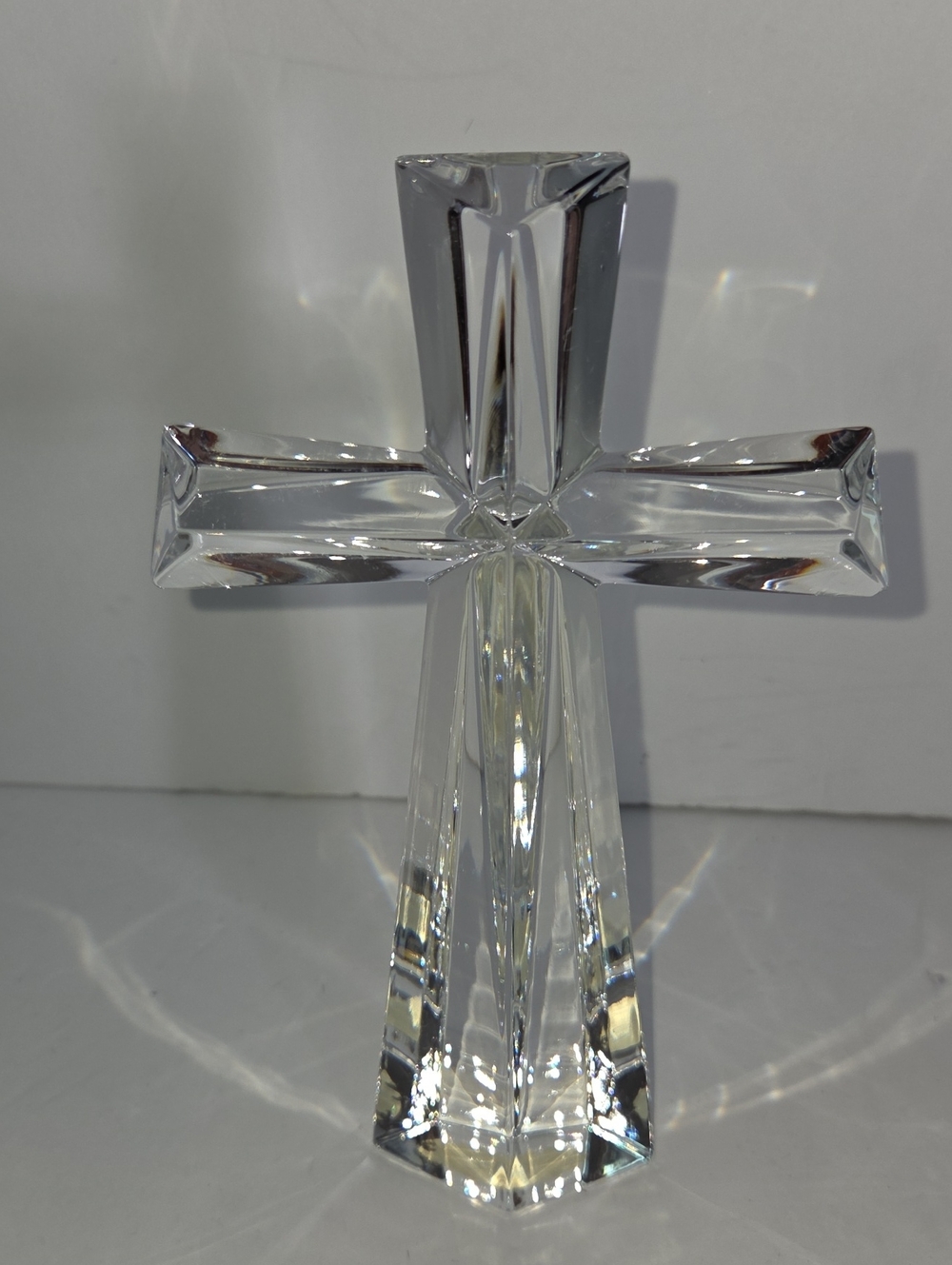 Clear Crystal Cross Home Art Accent 7.5" Tall